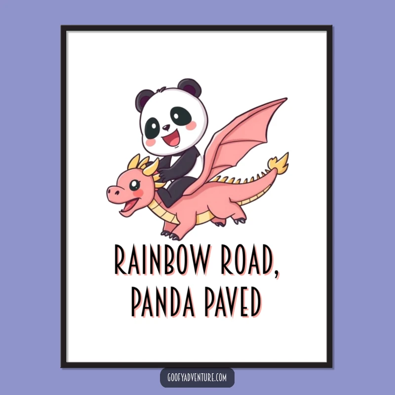 Funny Panda Dragon Rainbow Digital Art: Cute Magical Downloadable Print, Instant Funny Gift!