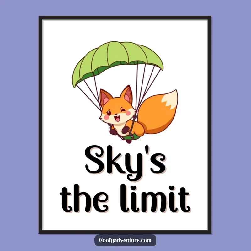 Funny Fox Paragliding Digital Art - Instant Hilarious Adventure Decor for Walls