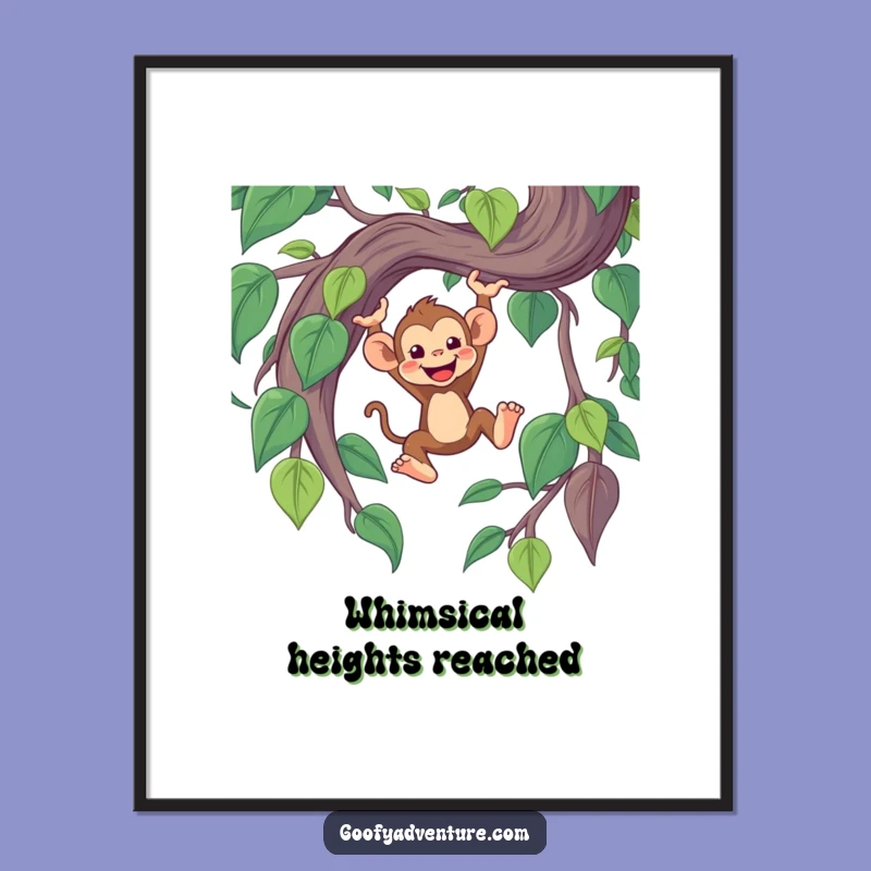 Funny Monkey Vine Digital Art: Cheerful Monkey Print, Instant Jungle Funny Gift!