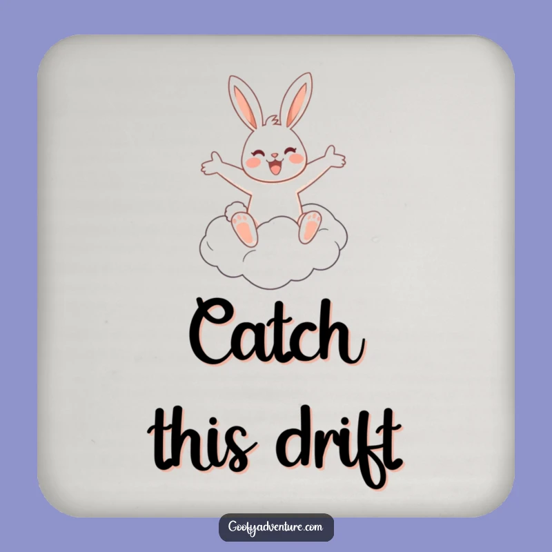 Funny Rabbit Cloud Rider Coaster Set: Whimsical Decor, Excellent Funny Gift