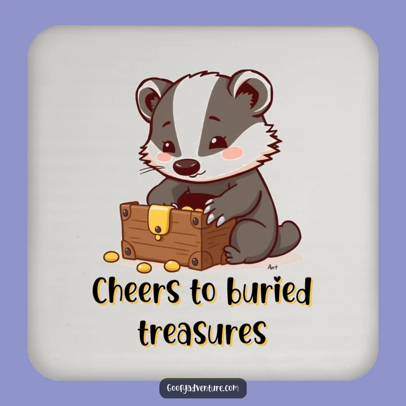 Funny Badger Treasure Chest Coaster Set: Protect Surfaces Smartly