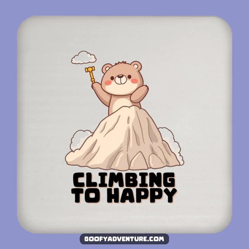 Funny Bear Coaster: Determined Cloud Climber Drink Protector Gift