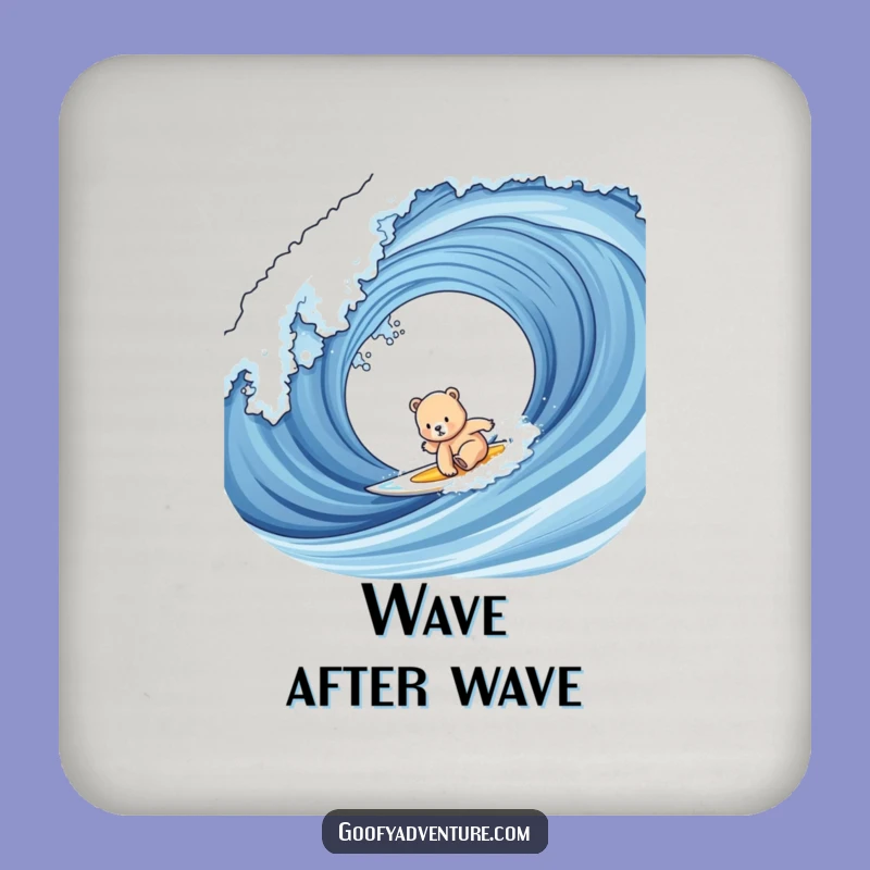 Funny Bear Cub Surfing Coaster: Protect Your Table, Cute Beach Gift!