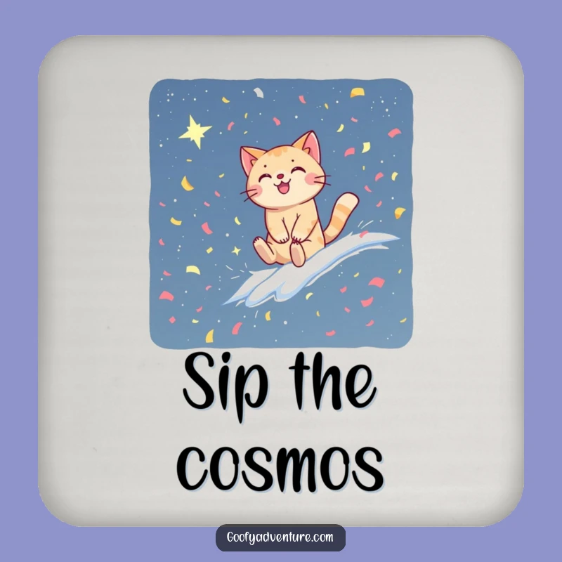 Funny Cat Confetti Constellation Coasters - Protect Surfaces with Cosmic Humor!