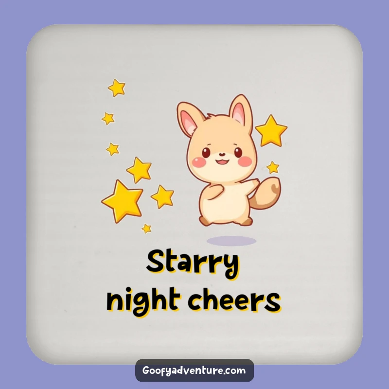 Funny Kawaii Animal Star Chase Coaster: Celestial Protection, Whimsical Dream Gift