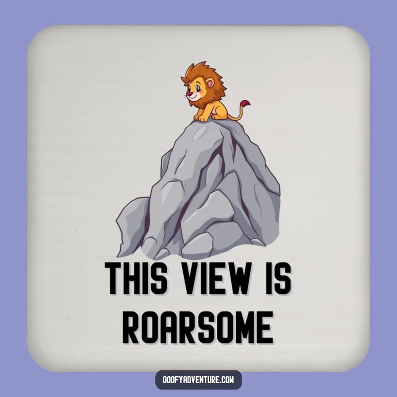 Funny Lion Climber Drink Coaster: Brave Peak Scaler Protection