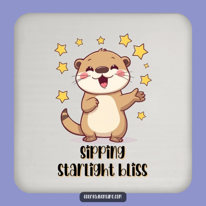 Funny Otter Juggling Stars Coaster: Protect Surfaces with Cosmic Charm