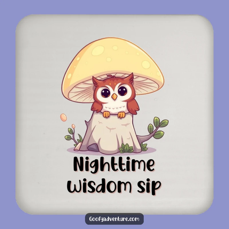 Funny Owl Mushroom Coaster: Protect Surfaces with Forest Magic