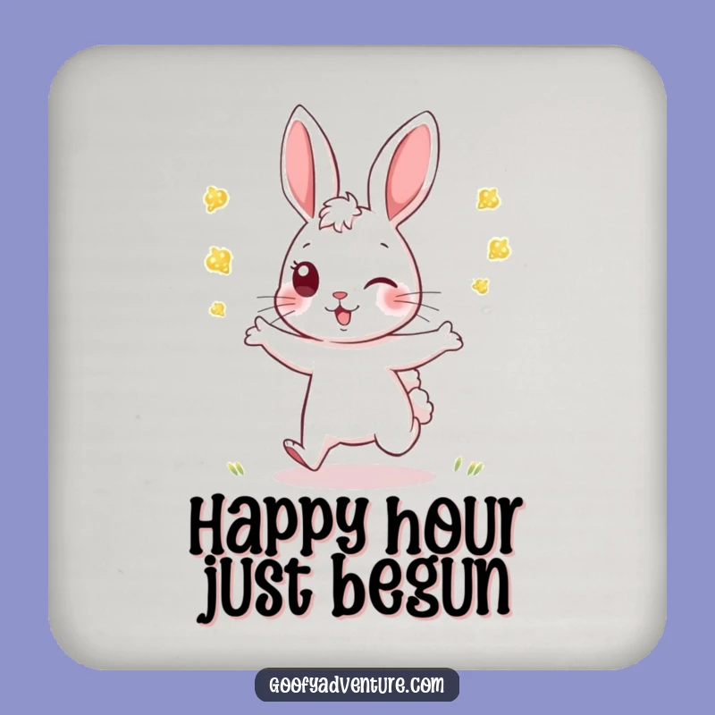 Funny Rabbit Firefly Tag Coaster Set: Playful Surface Protection