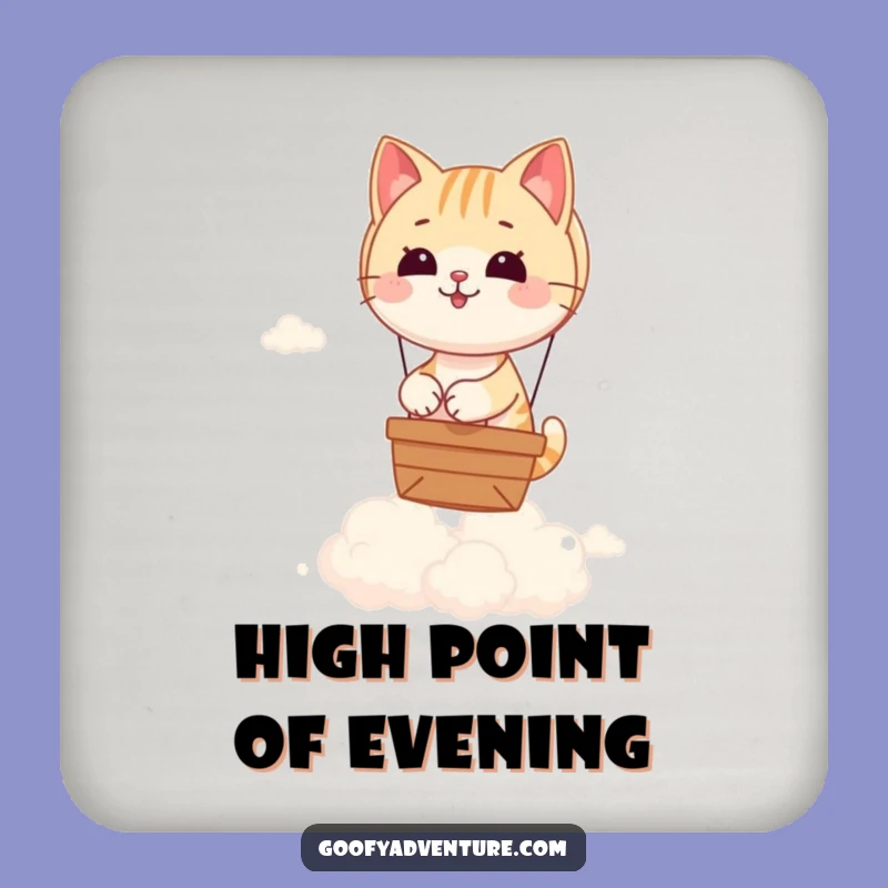 Funny Cat Balloon Coaster: Protect Surfaces with Feline Flight Humor