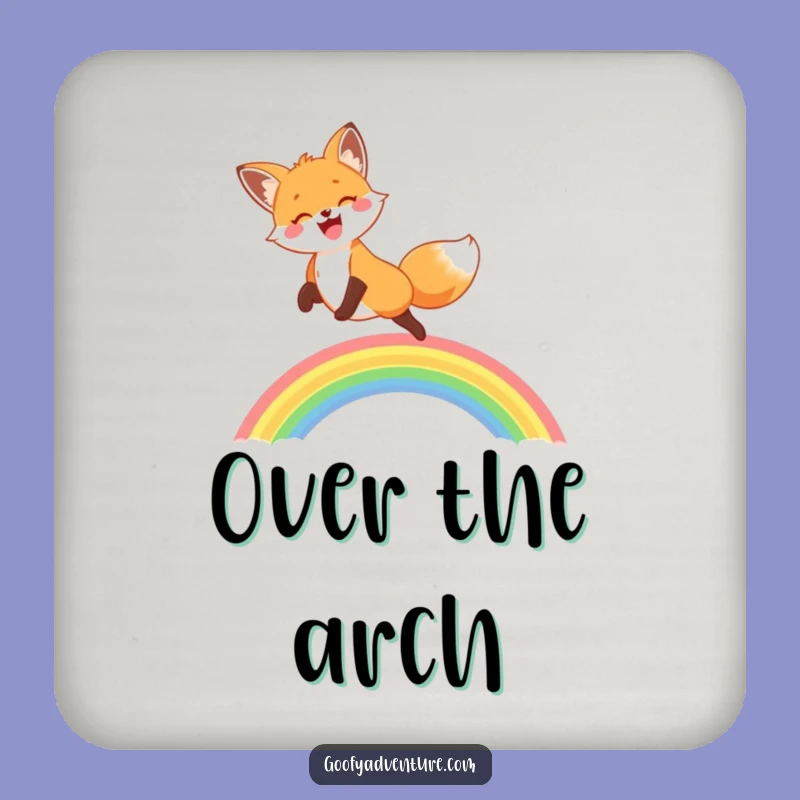 Funny Fox Rainbow Leap Coaster Set: Cheerful Decor, Excellent Funny Gift