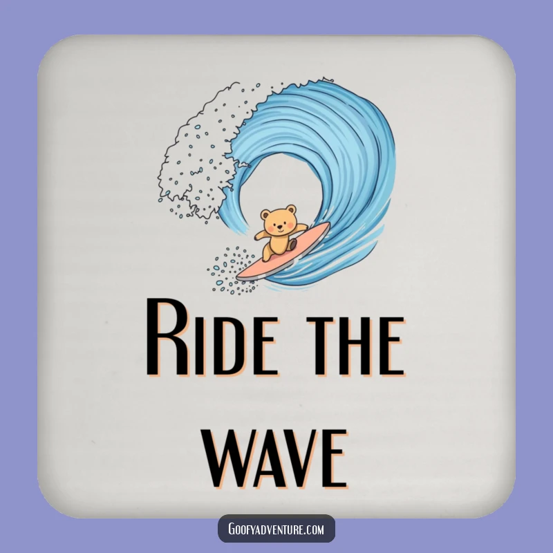 Funny Bear Cub Surfing Coaster Set: Cute Drink Protection, Hilarious Funny Gift