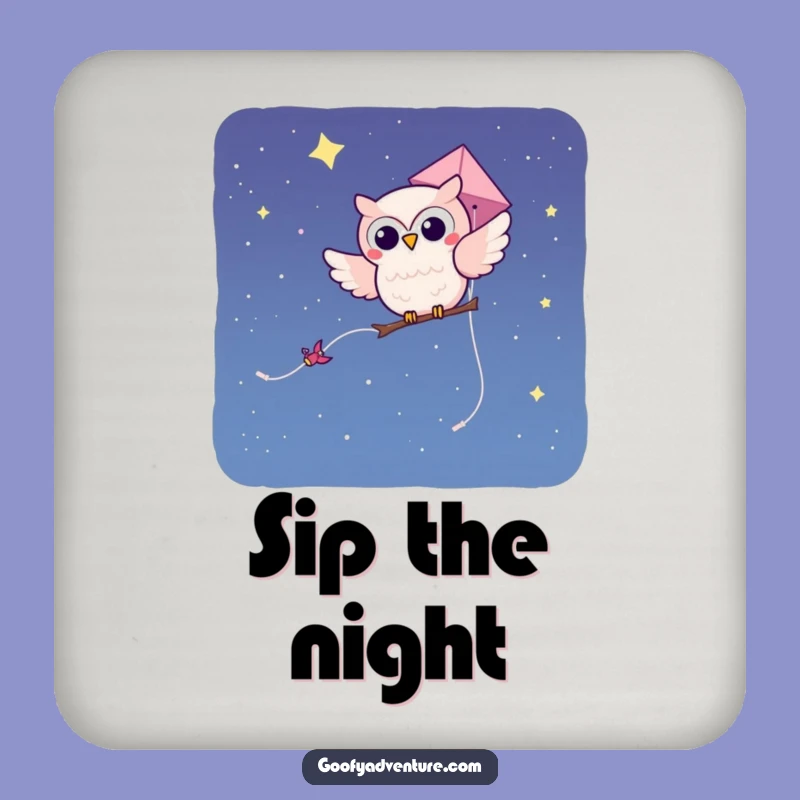 Funny Owl Kite Coaster - Protect Surfaces with Whimsical Night Sky Charm