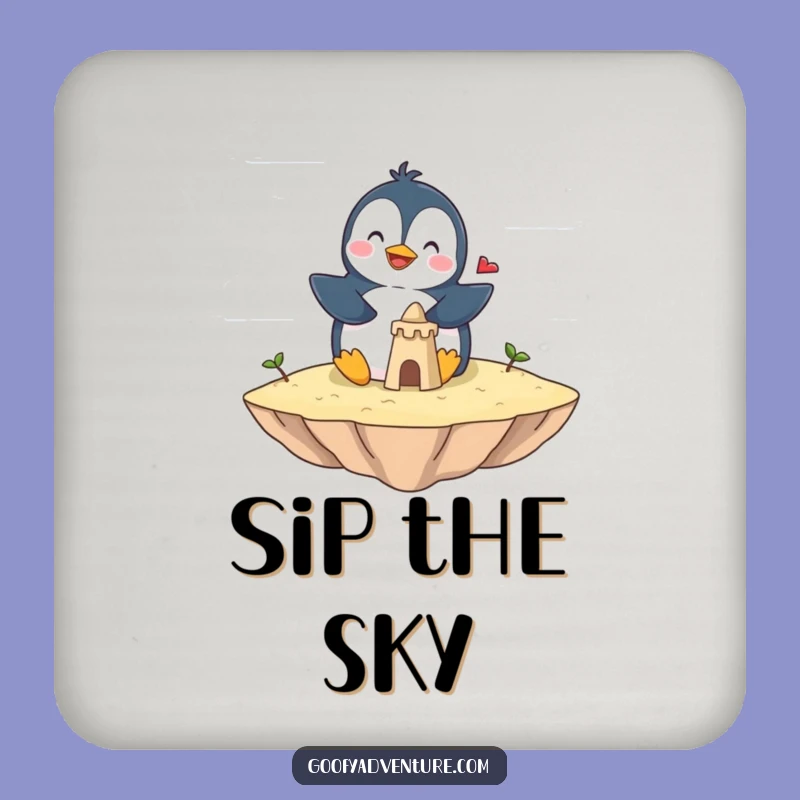 Funny Penguin Cloud Island Coasters - Protect Surfaces with Whimsical Humor!