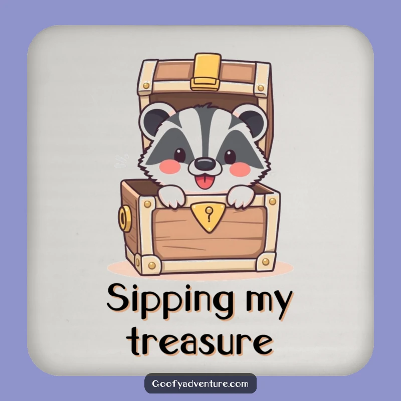 Funny Badger Treasure Chest Coaster: Protect Surfaces with a Smile