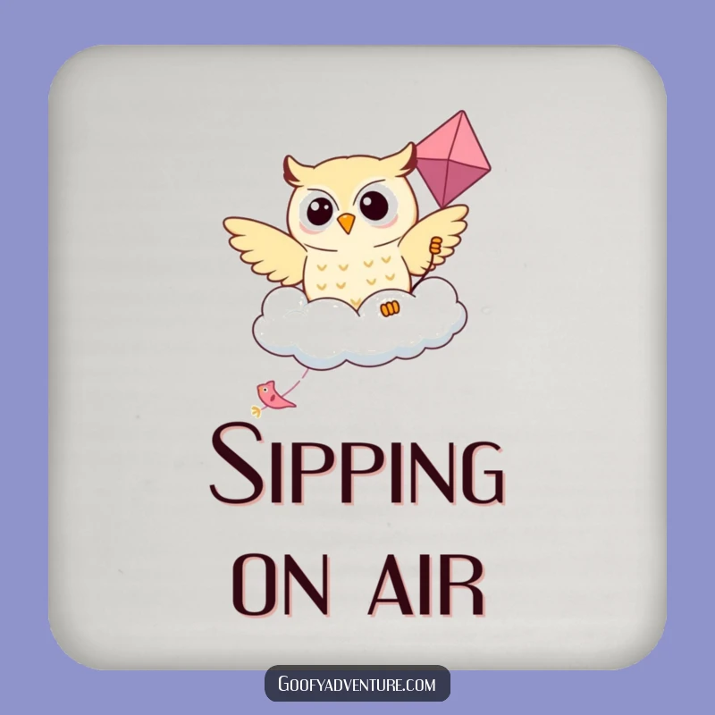 Funny Kawaii Owl Cloud Kite Coaster - Whimsical Table Decor