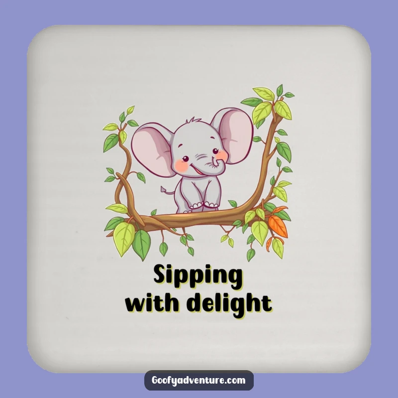Funny Elephant Explorer Drink Coaster: Jungle Bridge Protection