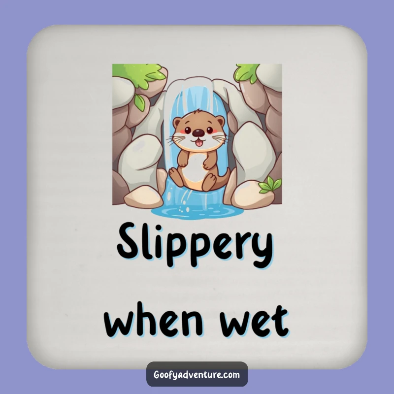 Funny Otter Waterfall Slide Coaster Set: Playful Decor, Excellent Funny Gift