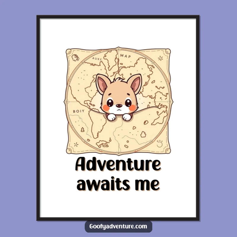 Funny Map Mystery Poster: Curious Animal Art Print Gift