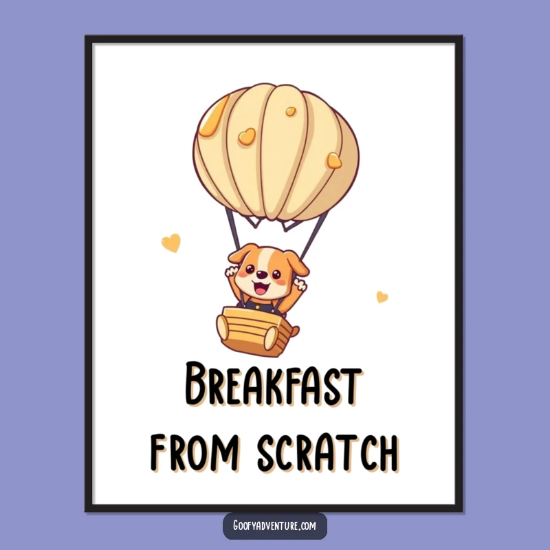 Funny Dog Pancake Jump Poster - Hilarious Canine Breakfast Wall Art!