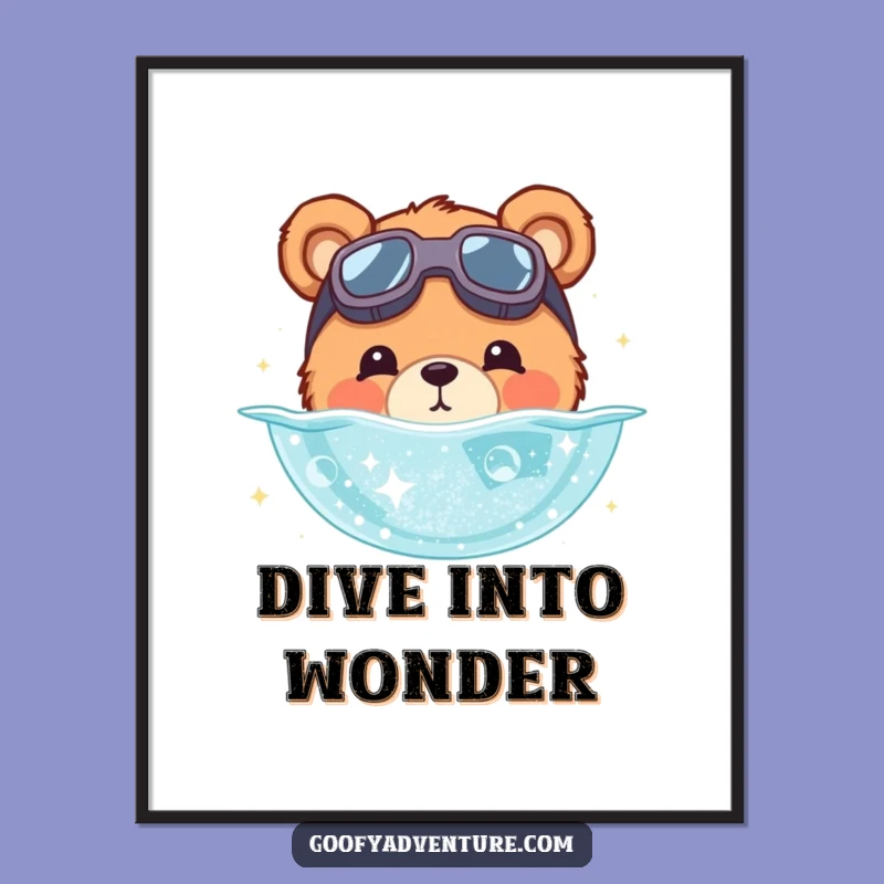 Funny Bear Stardust Dive Poster - Adorable & Hilarious Cosmic Wall Art!