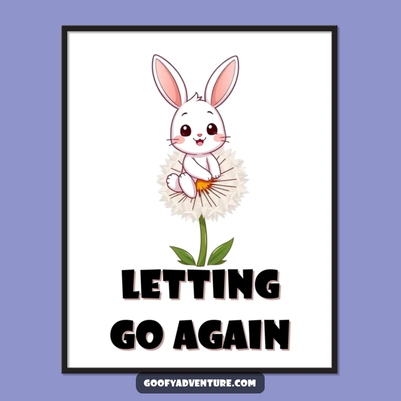 Funny Bunny Dandelion Seed Poster: Bring Whimsical Art Home as a Funny Gift