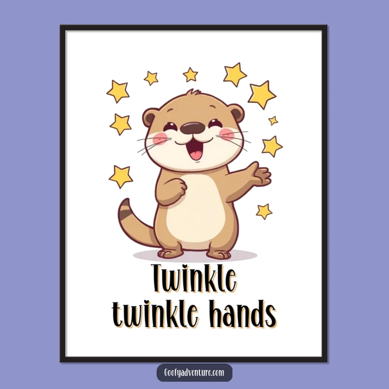 Funny Otter Juggling Stars Poster: Decorate with Cosmic Fun and Whimsy