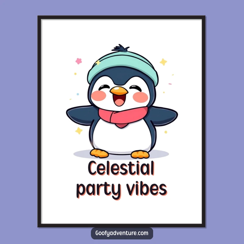 Funny Penguin Aurora Poster: Decorate with Arctic Magic and Humor