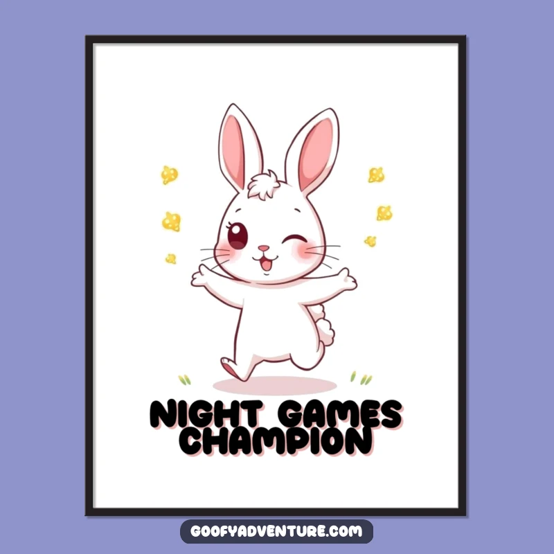 Funny Rabbit Firefly Tag Poster: Energetic Night Scene Art