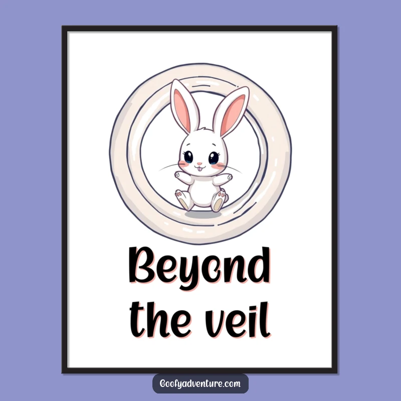 Funny Rabbit Portal Poster: Curious Rabbit Portal Art Print, Mystical Funny Gift!