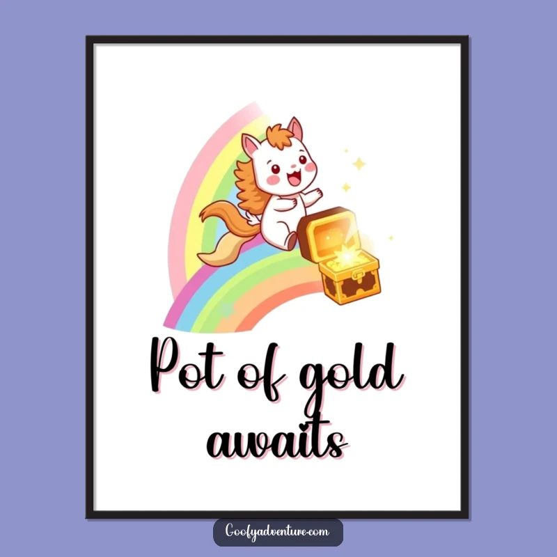 Funny Rainbow Ride Poster: Joyful Animal Art Print Gift