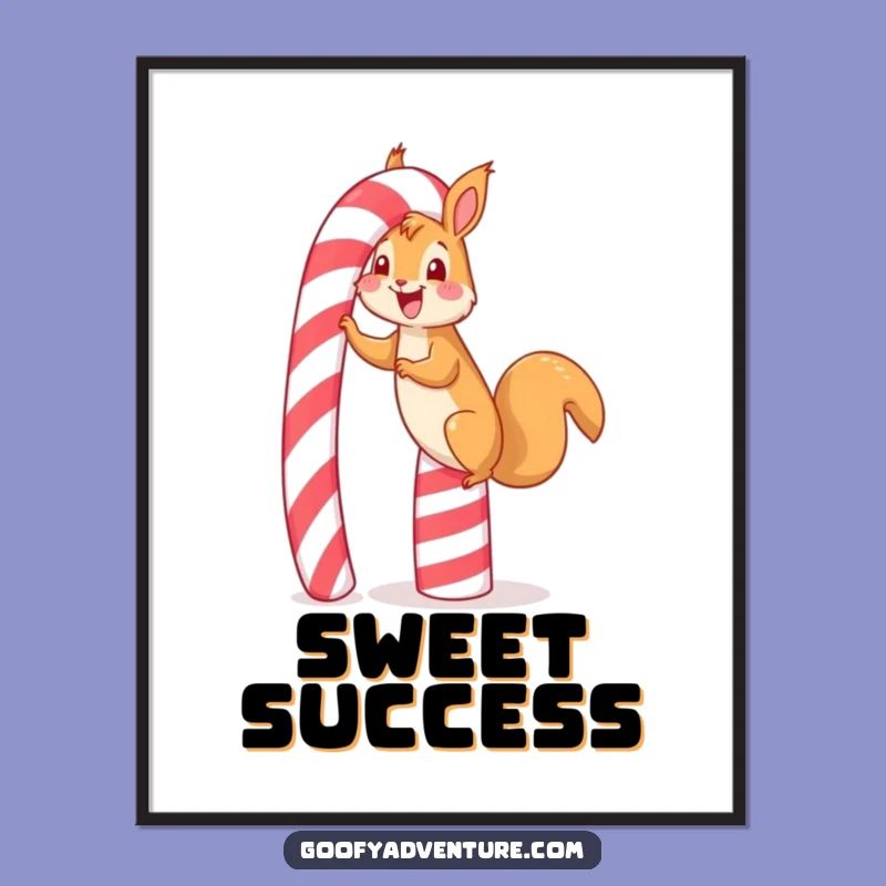 Funny Squirrel Candy Cane Poster: Sweet Climb Art, Holiday Fun, Decor Gift