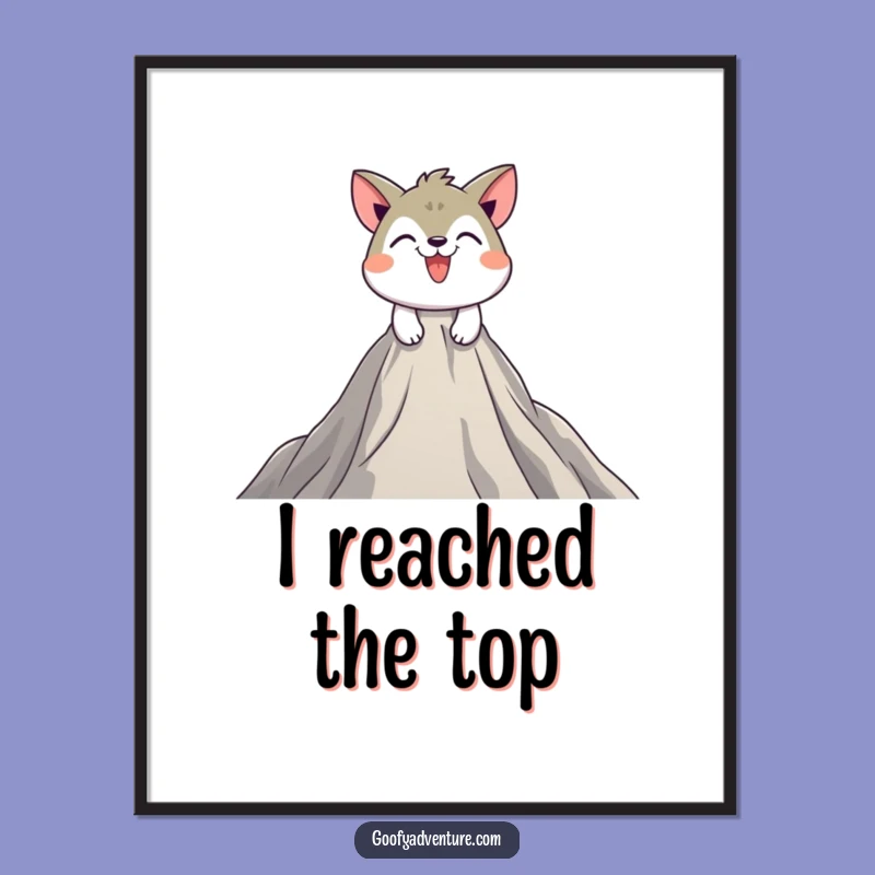 Funny Summit Poster: Playful Animal Peak Art Print Gift