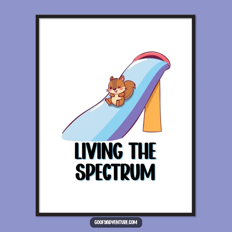 Funny Squirrel Rainbow Slide Poster: Bring Playful Art Home with This Hilarious Gift