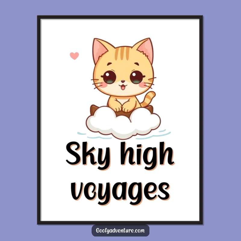 Funny Cat Cloud Boat Poster: Bring Dreamy Art Home with This Hilarious Gift