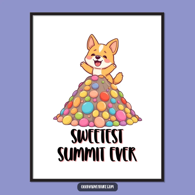 Funny Dog Candy Mountain Poster: Sweet Art for Happy Homes