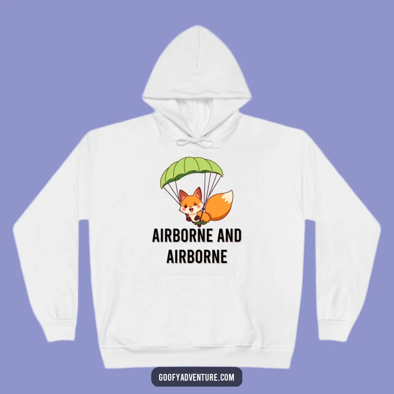 Cozy Funny Fox Paragliding Hoodie - Warm Your Soul with Hilarious Adventure Vibes