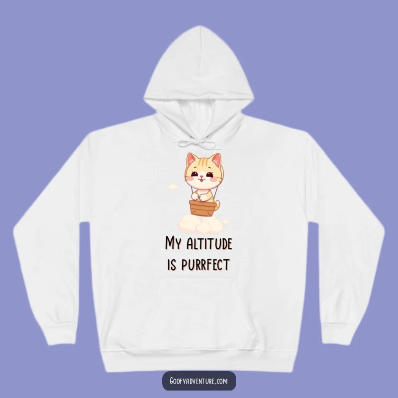 Funny Cat Adventure Hoodie: Cozy Up on a Whimsical Hot Air Balloon Journey