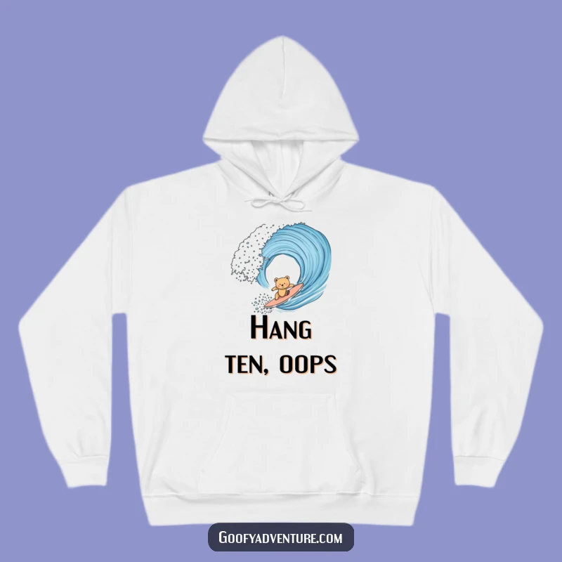 Funny Bear Cub Surfing Hoodie: Cozy Cute Animal Sweatshirt, Perfect Funny Gift