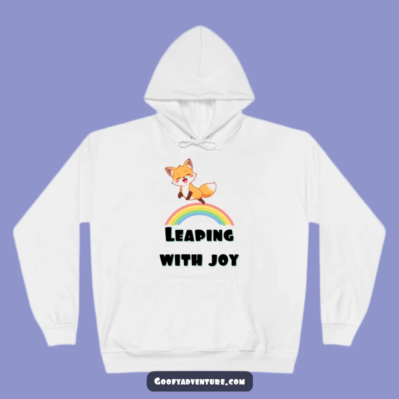Funny Fox Rainbow Leap Hoodie: Cozy Joyful Animal Wear, Perfect Funny Gift