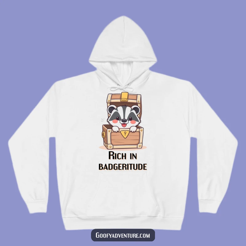 Funny Badger Treasure Chest Hoodie: Cozy Up with Gilded Humor