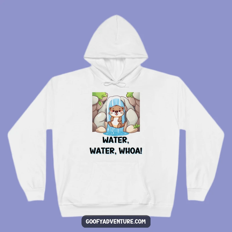 Funny Otter Waterfall Slide Hoodie: Cozy Playful Wear, Perfect Funny Gift