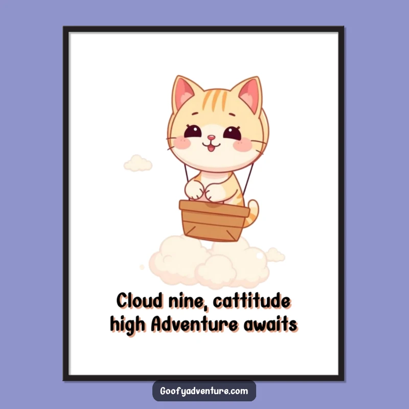 Free Printable Cat Hot Air Balloon Wall Art - Whimsical Adventure Decor!