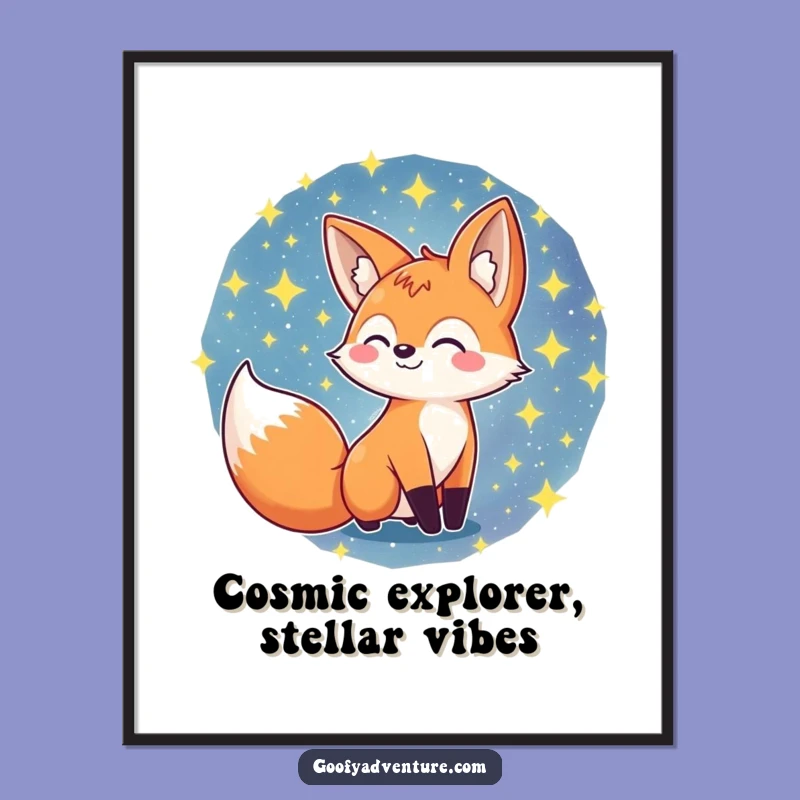 Funny Free Printable Wall Art: Fox in Star Galaxy, Whimsical Downloadable Art Gift