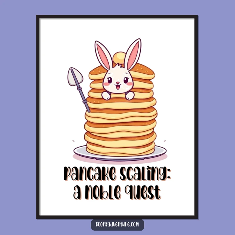 Free Printable Bunny Art: Wobbly Pancake Stack Humor Downloadable Decor