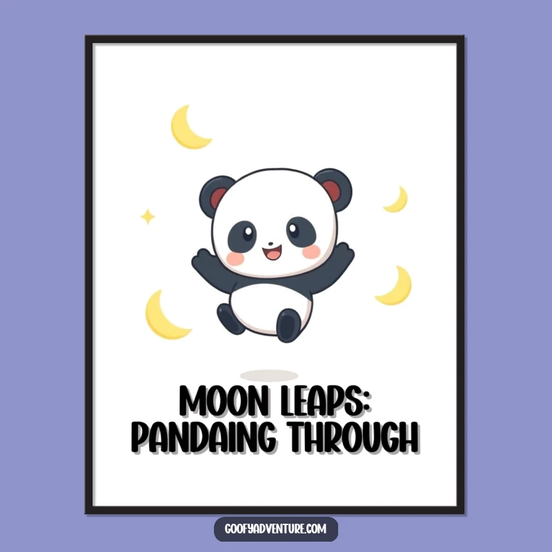 Funny Free Printable Panda Moon Art Downloadable Decor DIY Gift