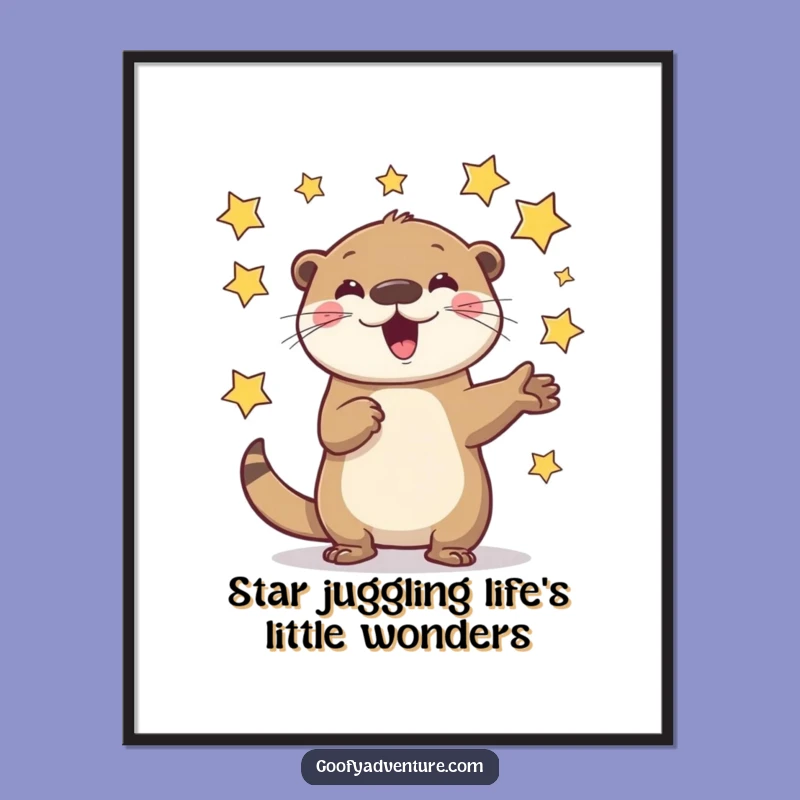 Funny Free Printable Wall Art: Otter Juggling Stars - Downloadable Art for Fun Decor