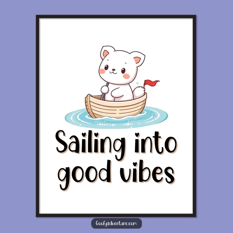 Free Printable Kawaii Art: Funny Sailing Animal Downloadable Gift