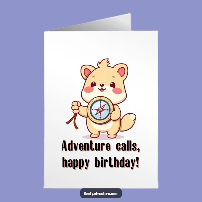 Free Printable Birthday Card: Kawaii Explorer Animal - Funny Adventure Awaits!