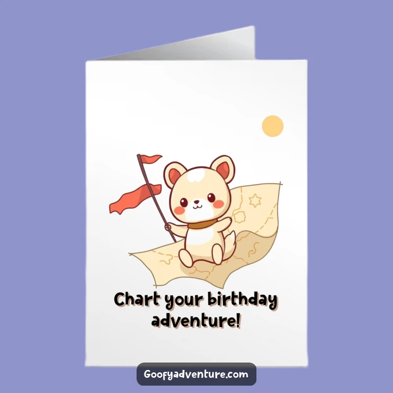 Free Printable Birthday Card: Adventure Map Animal, Downloadable Explorer Gift